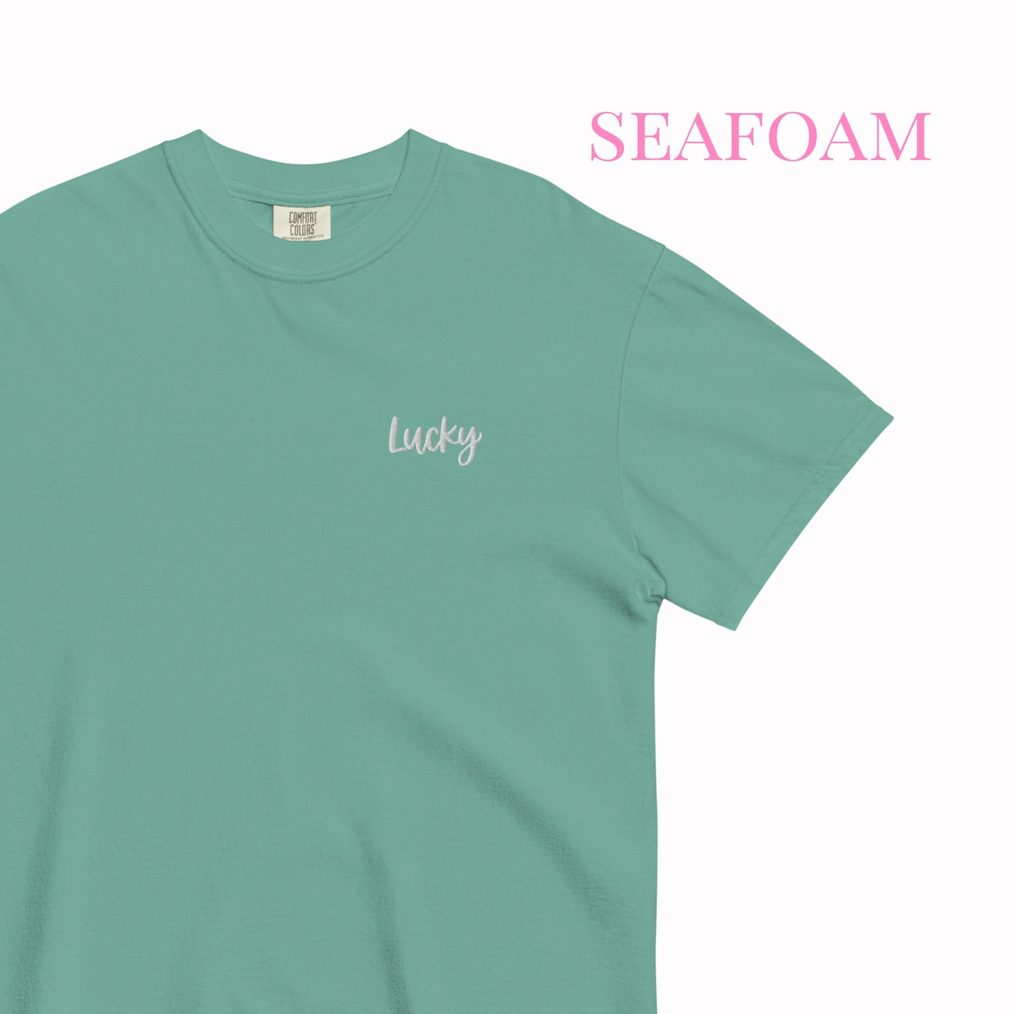 Lucky Embroidered T-shirt – Minimalist Good Luck Shirt