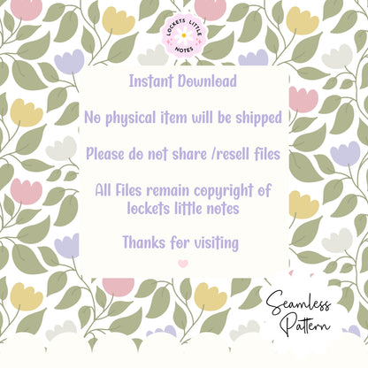 A seamless botanical pattern featuring a delicate green leaf and floral vine winding across a warm cream background. heritage design print