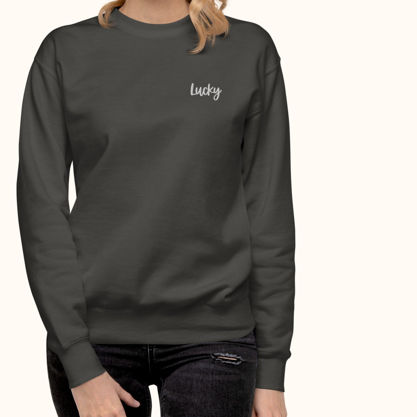 Lucky Embroidered Sweatshirt | The "Lucky" Charm Jumper