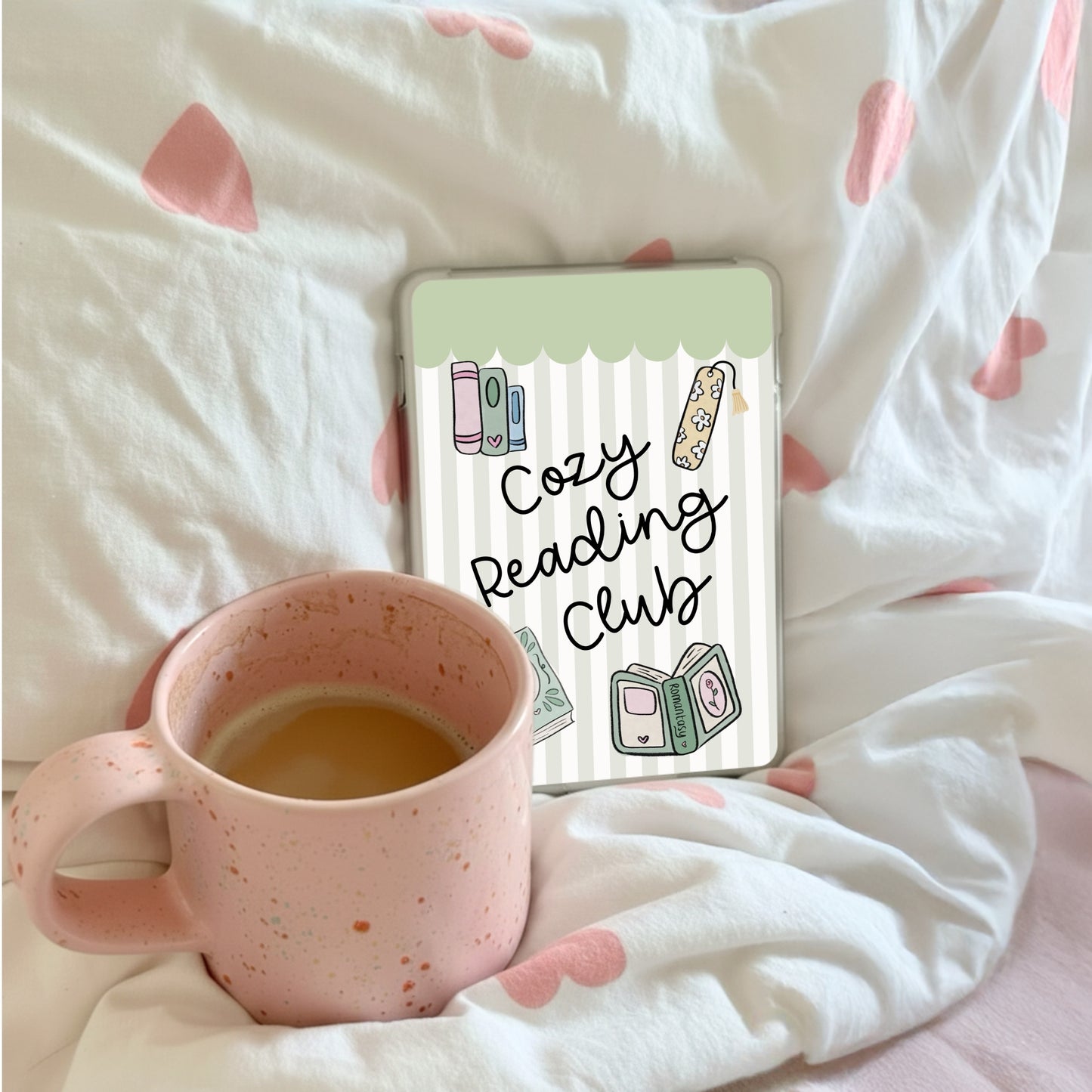 Kindle Case Insert PNG, Pastel Green Cozy Reading Bookish Printable  (Digital Download)