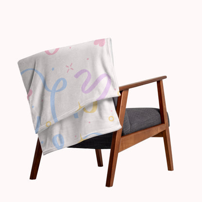 Cream with Pastel Rainbow Swirls Throw Blanket.