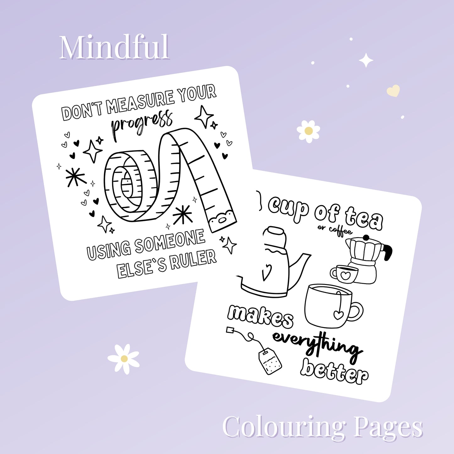 Positive Vibes Colouring Pages: Motivational Doodles. Digital Download