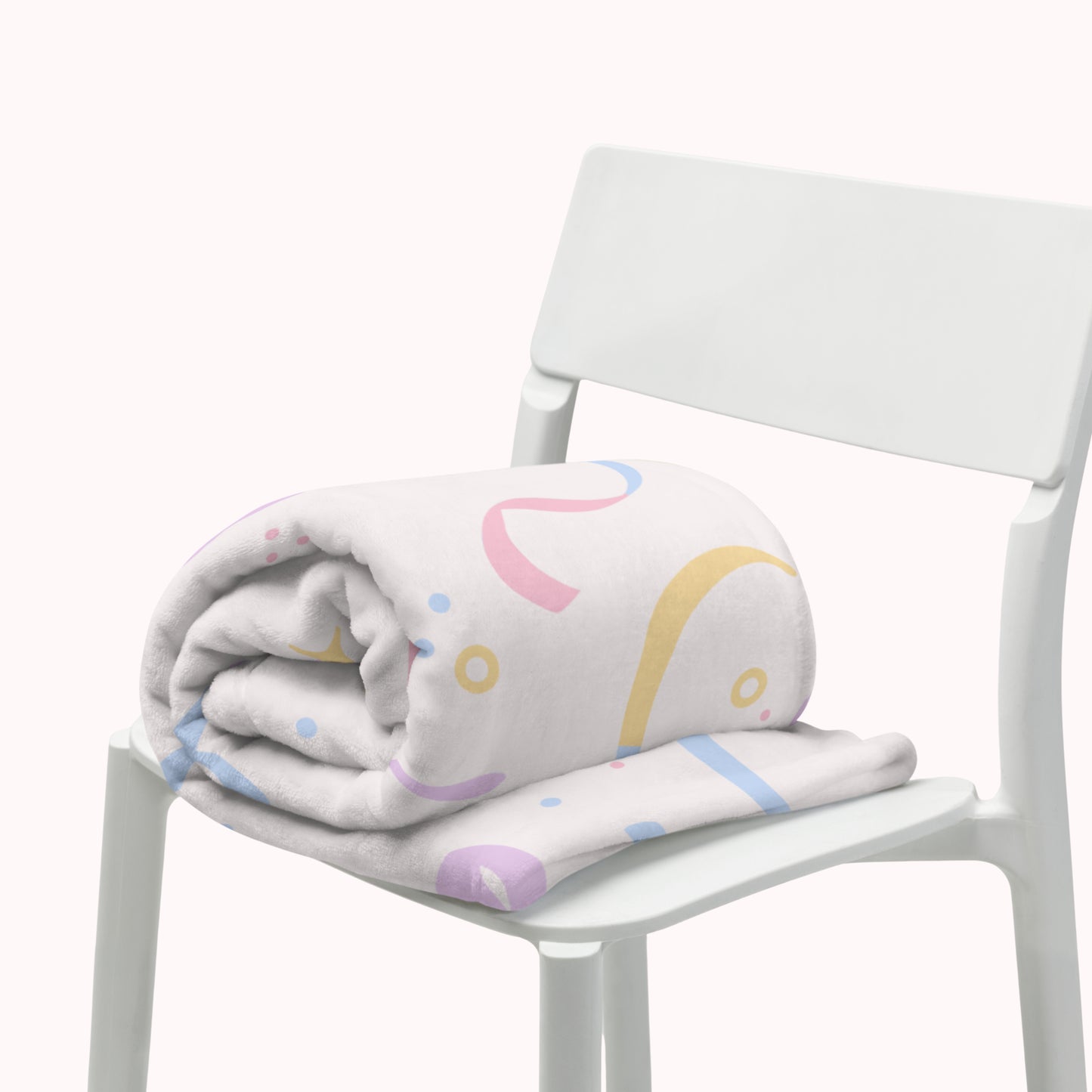 Cream with Pastel Rainbow Swirls Throw Blanket.