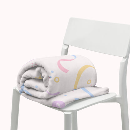 Cream with Pastel Rainbow Swirls Throw Blanket.