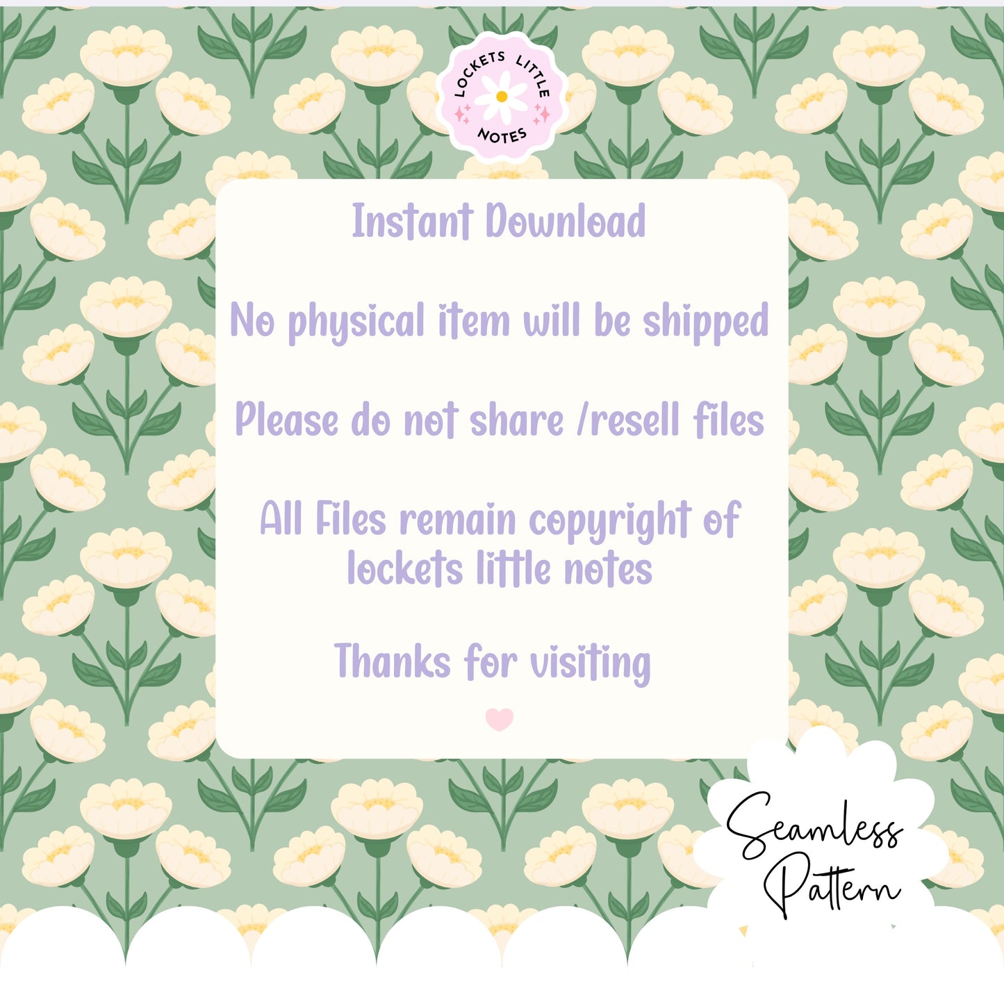 Heritage Green & Cream Florals Seamless Pattern | Vintage Botanical Surface Design