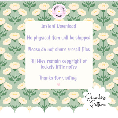 Heritage Green & Cream Florals Seamless Pattern | Vintage Botanical Surface Design