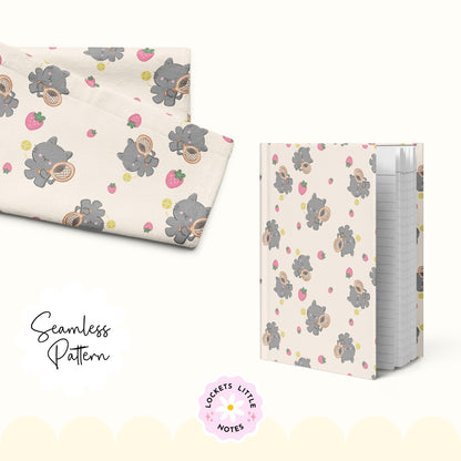 Kawaii Tennis Cat & Strawberry Seamless Pattern | Whimsical Sporty Surface Design