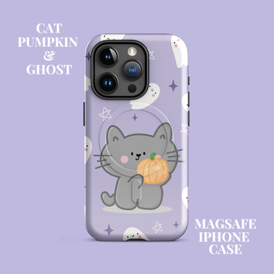 Cat, Pumpkin and Ghosts magsafe tough case for iPhone