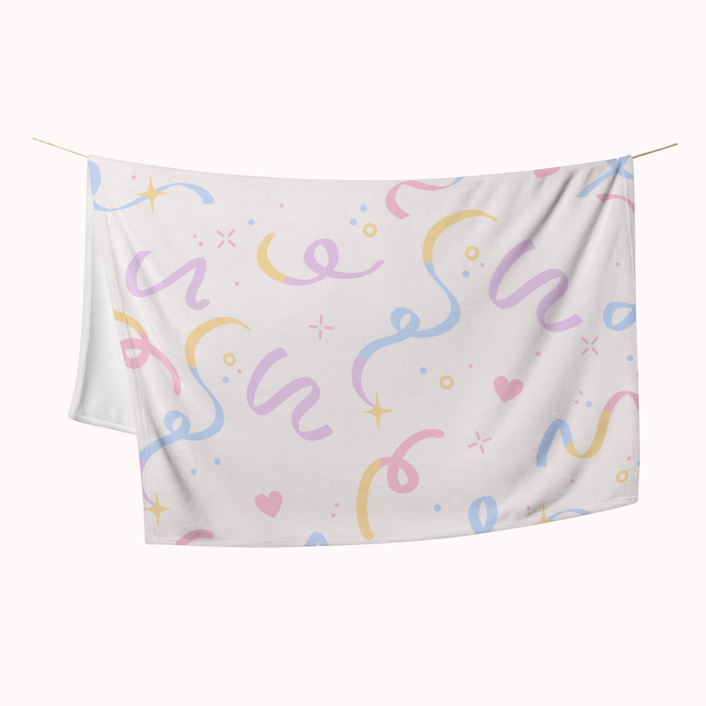Cream with Pastel Rainbow Swirls Throw Blanket.