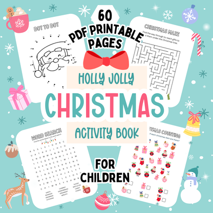 Christmas Activity Book. 60 Festive Pages for Kids. Digital Download