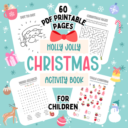 Christmas Activity Book. 60 Festive Pages for Kids. Digital Download