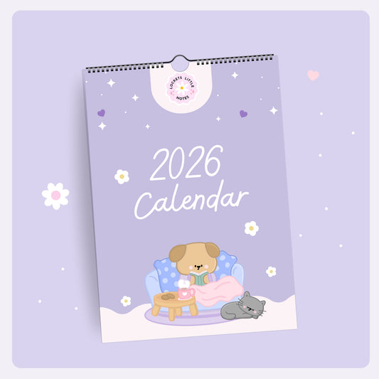 2026 Kawaii Pastel Wall Calendar. Cute Illustrated Monthly Planner
