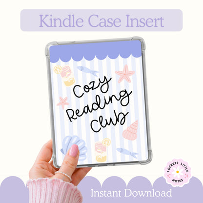 Blue Stripe Kindle Insert PNG, Pastel Summer Bookish (Digital Download)