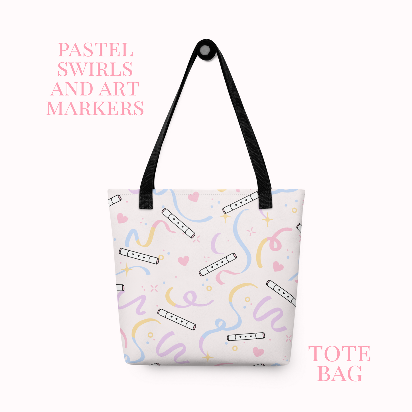 Pastel Swirls and Art Markers Tote Bag.