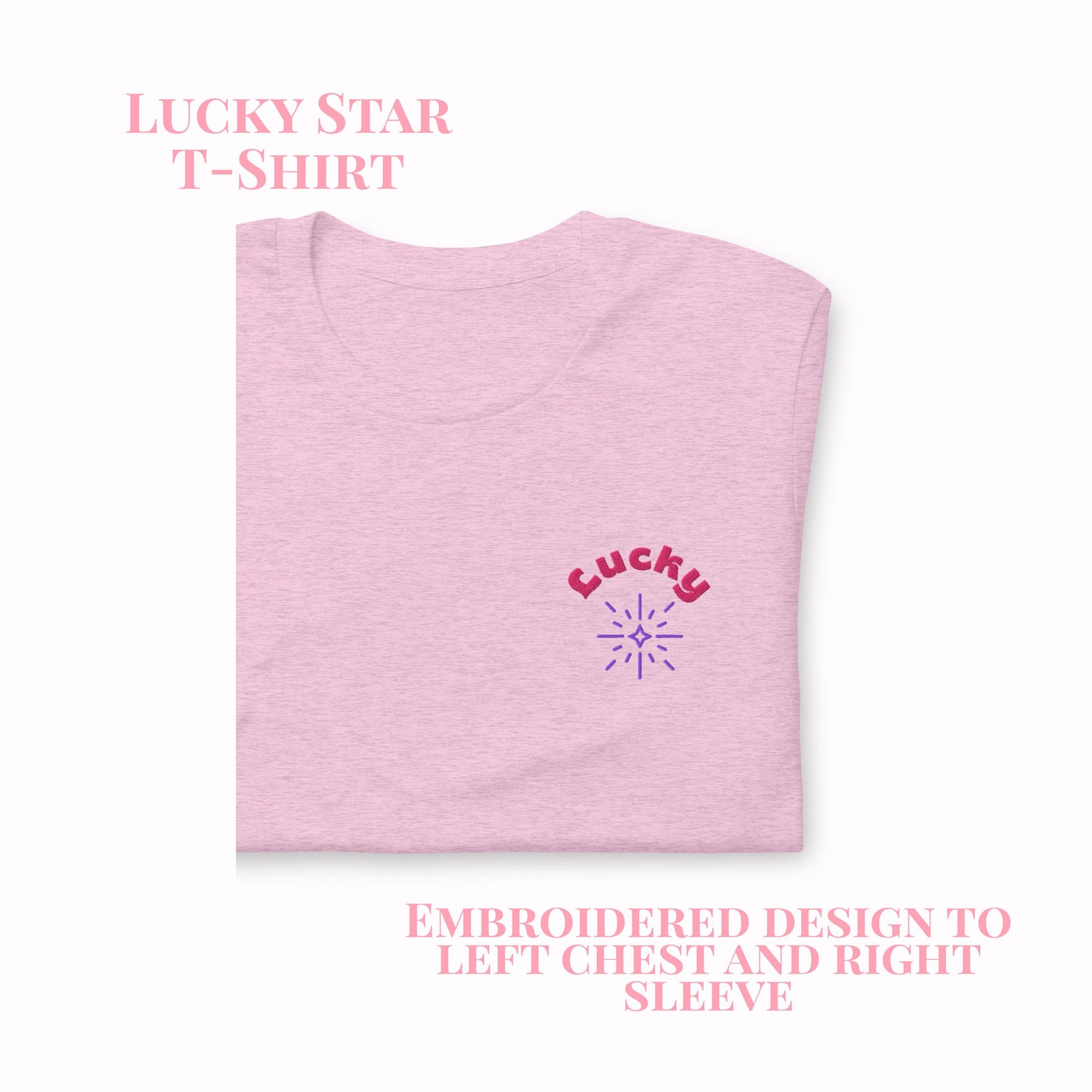 Lucky Star Embroidered Unisex t-shirt.
