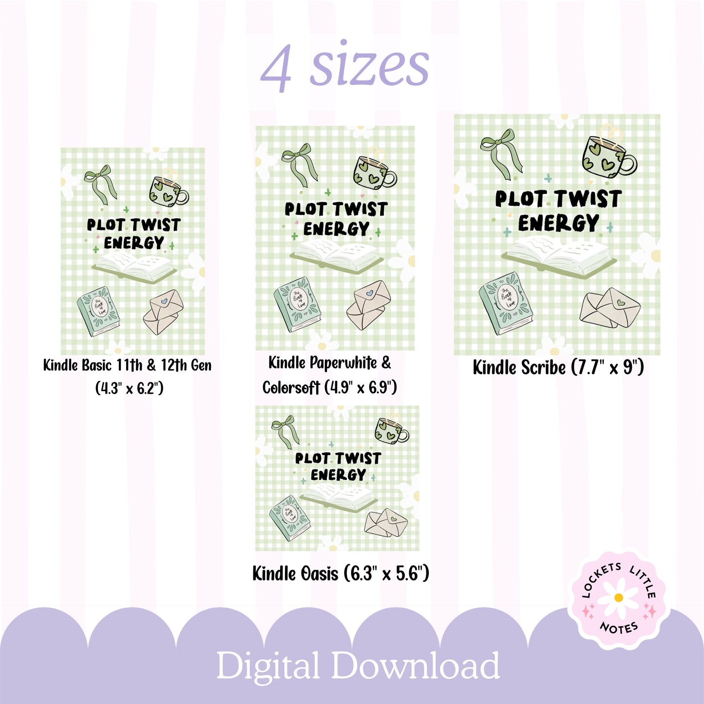Kindle Case Insert PNG, Pastel Green Plot Twist Bookish Printable  (Digital Download)
