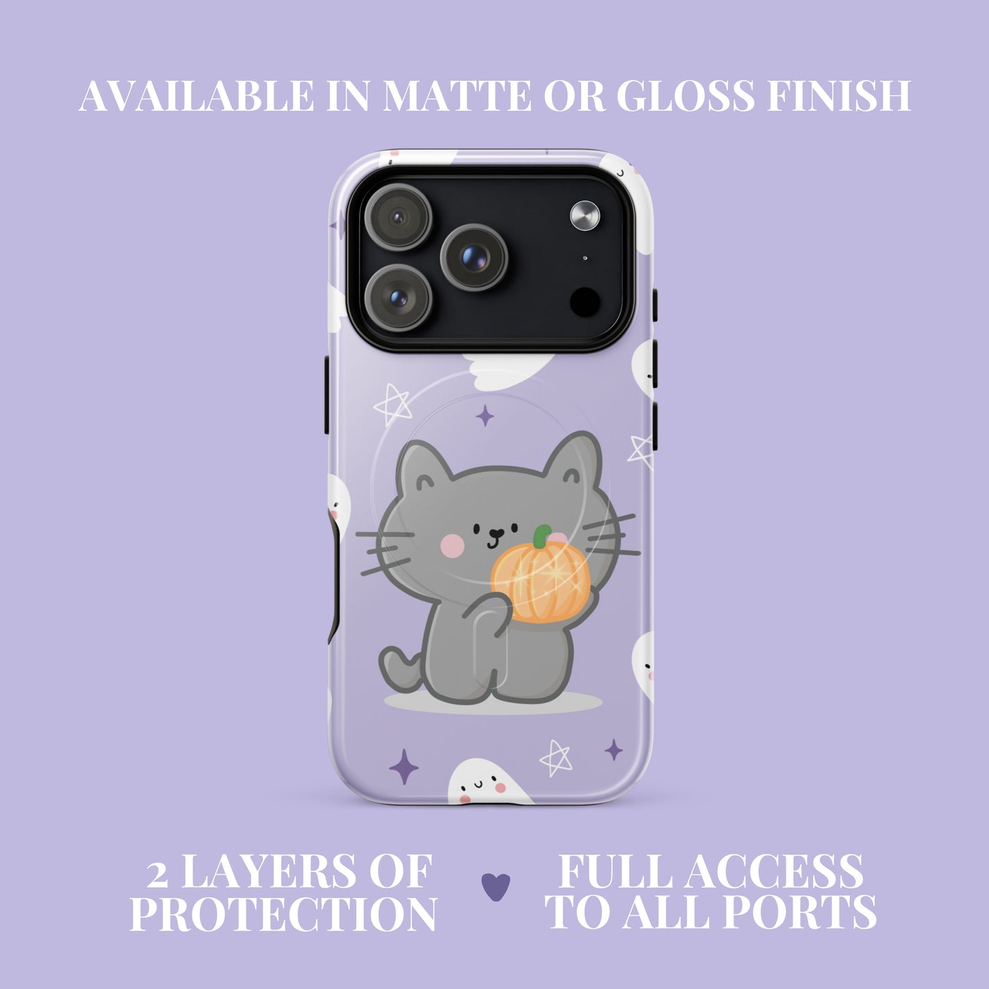 Cat, Pumpkin and Ghosts magsafe tough case for iPhone