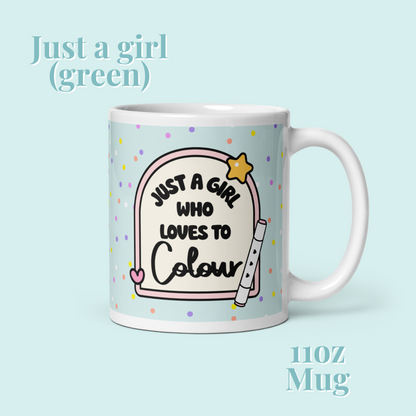 Pastel green just a girl who loves to colour glossy mug