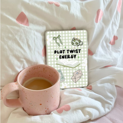 Kindle Case Insert PNG, Pastel Green Plot Twist Bookish Printable  (Digital Download)