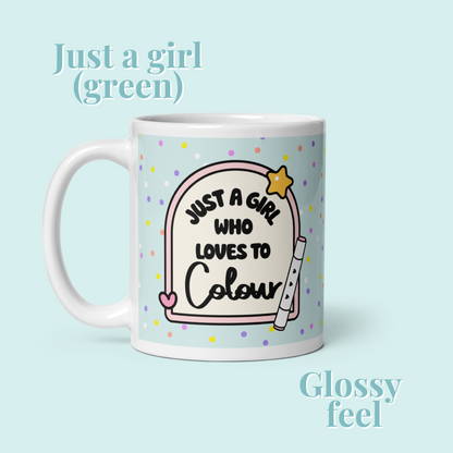 Pastel green just a girl who loves to colour glossy mug