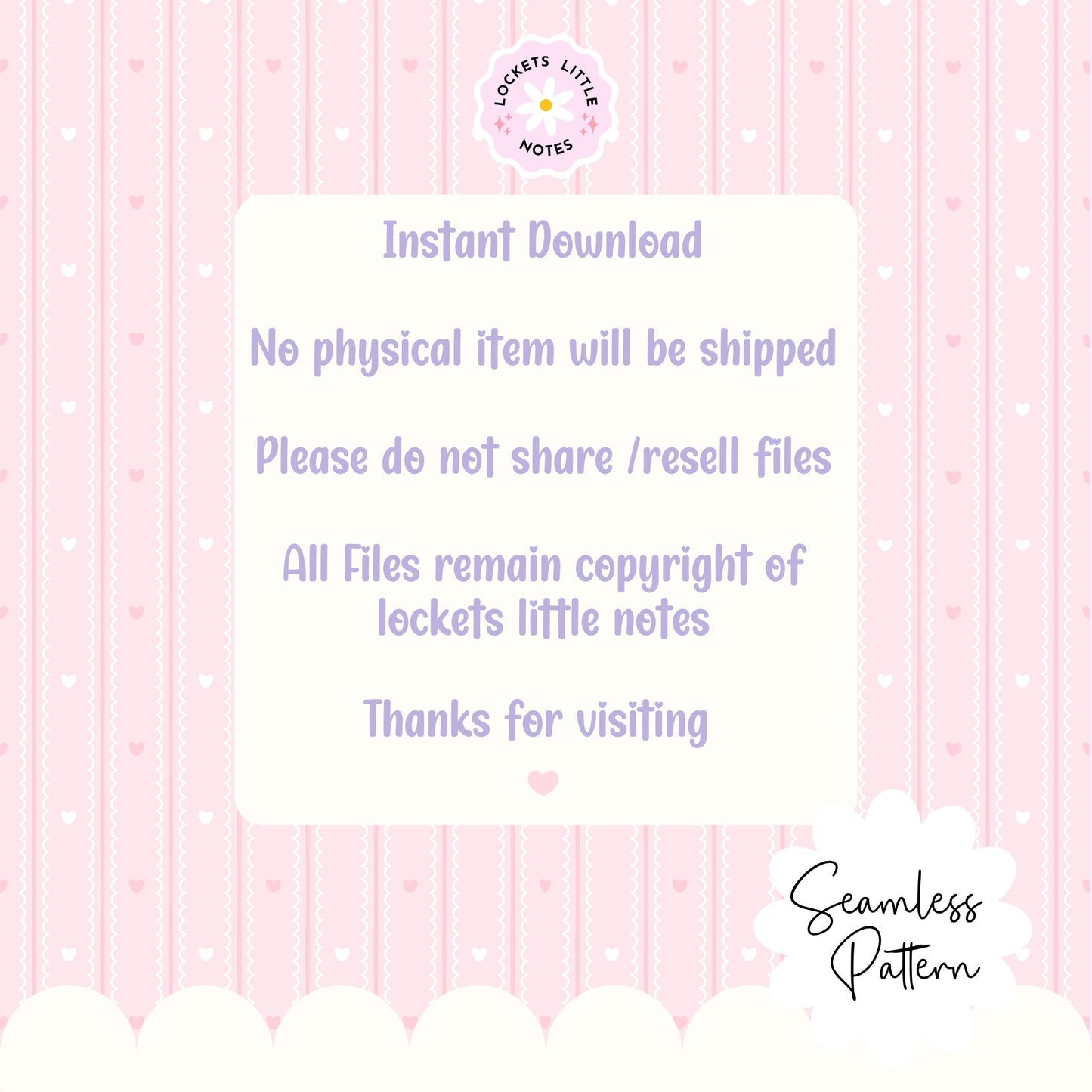 Pastel Pink Seamless Pattern PNG, White Scallop Stripes & Pink Pinstripe Fabric Design, Cute Heart Digital Paper, Coquette Commercial Use