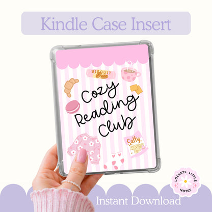 Kindle Case Insert PNG, Pastel Pink Cozy Snacks Bookish Printable  (Digital Download)