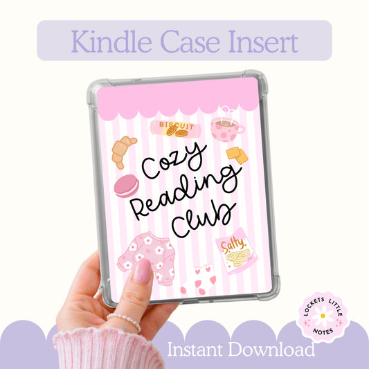 Kindle Case Insert PNG, Pastel Pink Cozy Snacks Bookish Printable  (Digital Download)