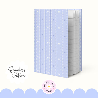 Pastel Blue Seamless Pattern PNG, White Scallop Stripes & Blue Pinstripe Fabric Design, Cute Heart Digital Paper, Coquette Commercial Use