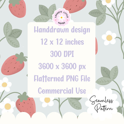 "Seamless Regency strawberry vine pattern with white flowers on a pale sage green background, vintage stately home wallpaper aesthetic."