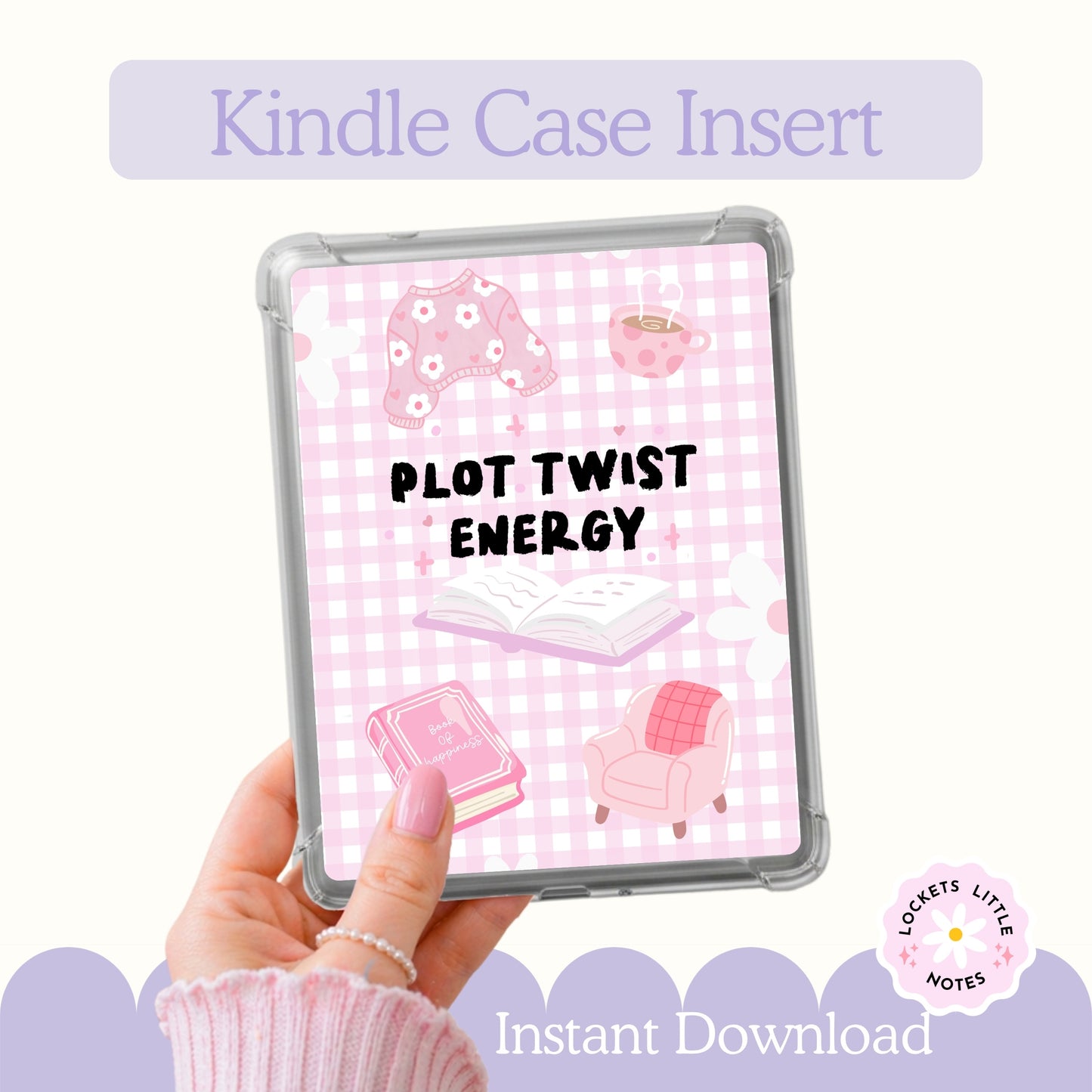Kindle Case Insert PNG, Pastel Pink Plot Twist Bookish Printable  (Digital Download)