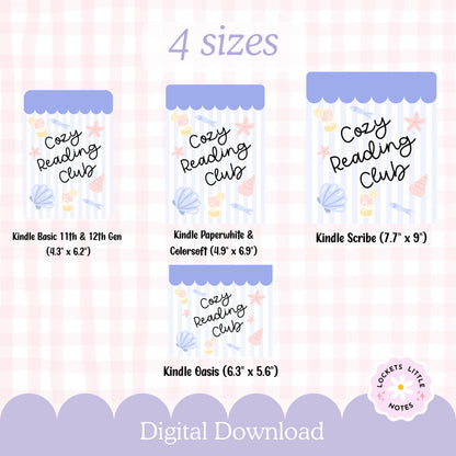 Blue Stripe Kindle Insert PNG, Pastel Summer Bookish (Digital Download)