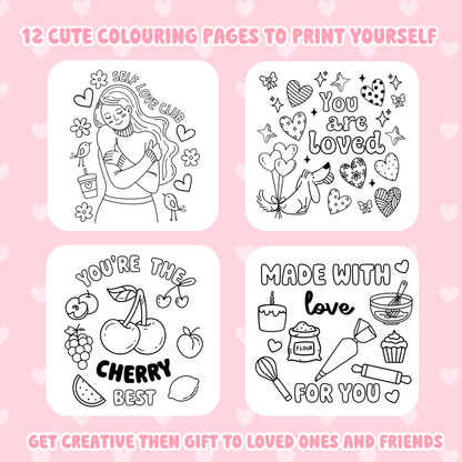Love and Hearts Colouring Pages. Digital Download.