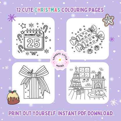 Holly Jolly Christmas Colouring Pages. Instant PDF Digital Download