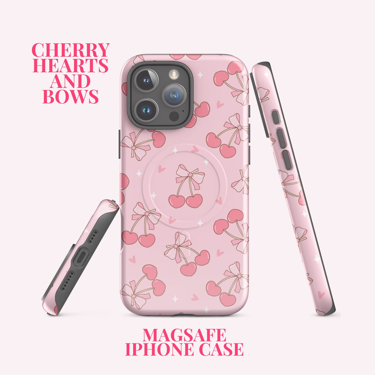 Cherry Hearts and Bows MagSafe® Tough Case for iPhone®