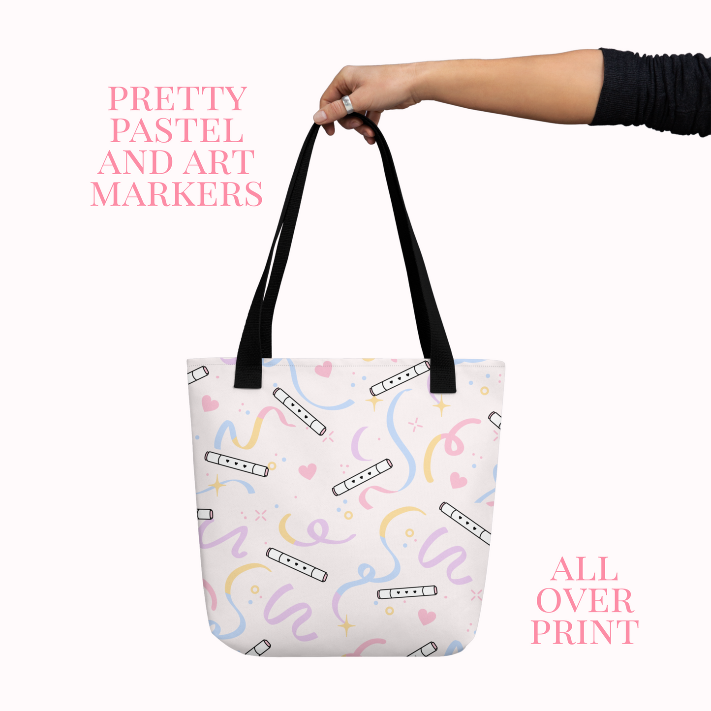 Pastel Swirls and Art Markers Tote Bag.