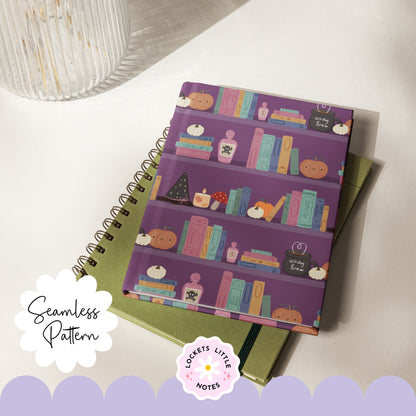 Dark Academia Halloween Bookshelf Seamless Pattern | Digital Download.