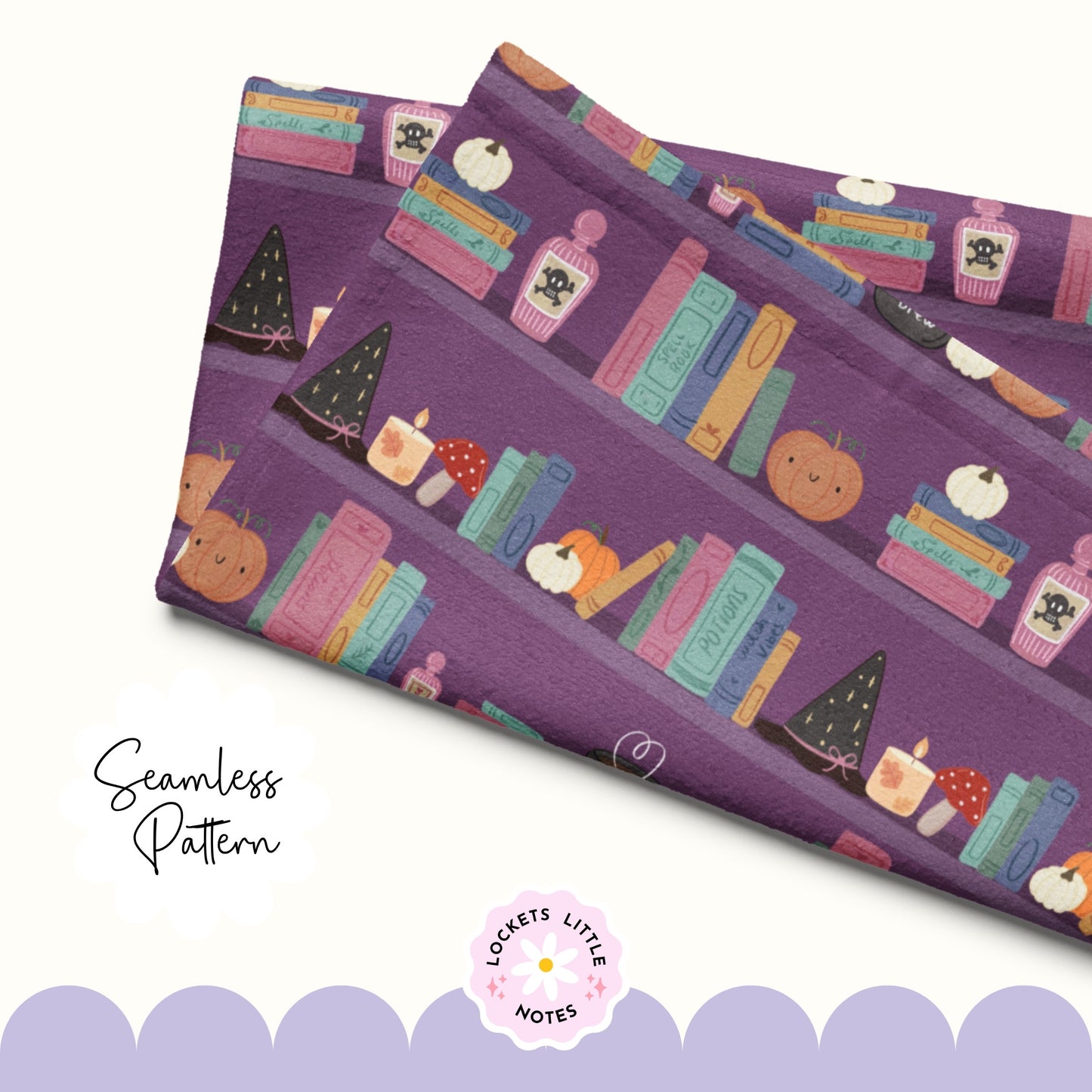 Dark Academia Halloween Bookshelf Seamless Pattern | Digital Download.
