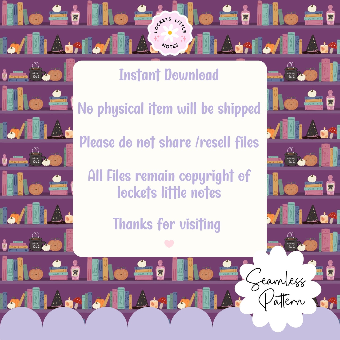 Dark Academia Halloween Bookshelf Seamless Pattern | Digital Download.