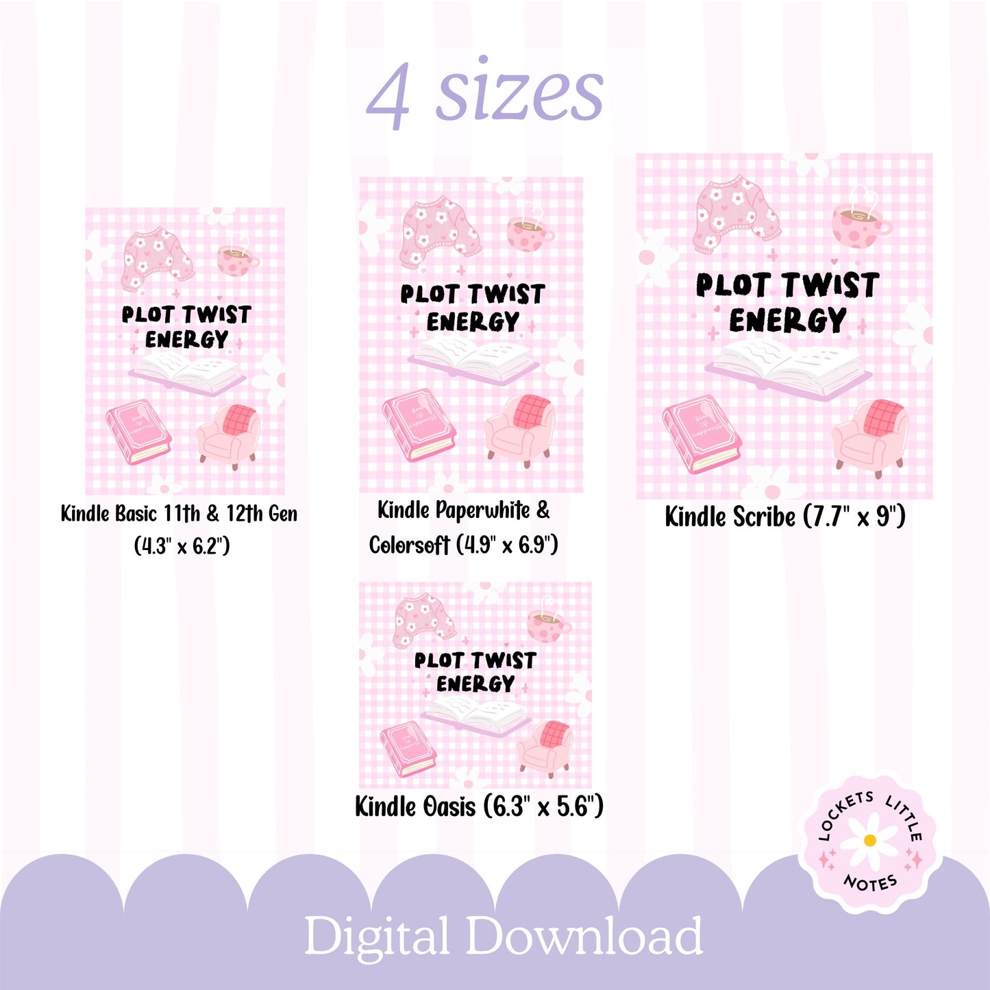Kindle Case Insert PNG, Pastel Pink Plot Twist Bookish Printable  (Digital Download)