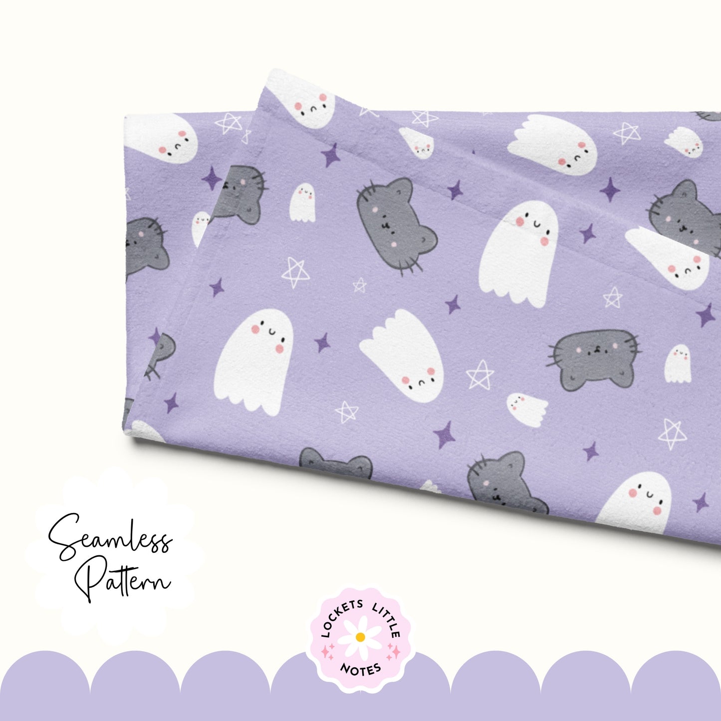 Pastel Halloween Lilac Seamless Pattern PNG - Digital Download