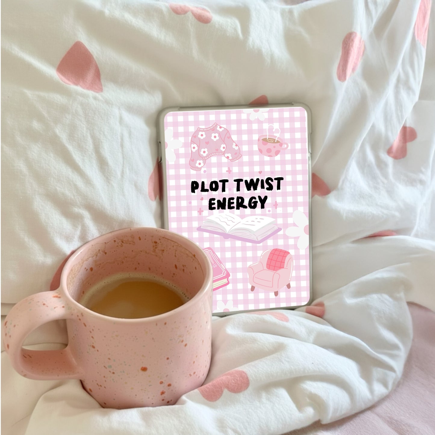 Kindle Case Insert PNG, Pastel Pink Plot Twist Bookish Printable  (Digital Download)