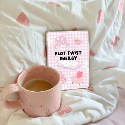 Kindle Case Insert PNG, Pastel Pink Plot Twist Bookish Printable  (Digital Download)