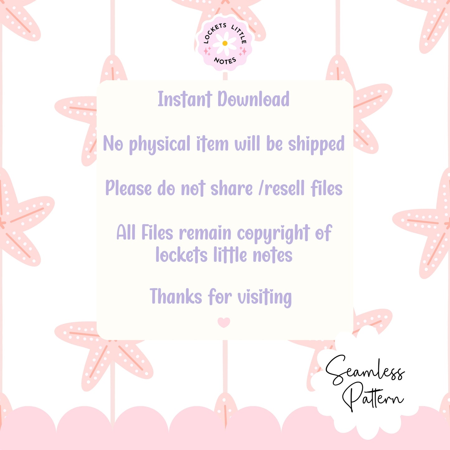 Seamless coastal pattern featuring a crisp white background with fine vertical pink pinstripes and a repeating scatter of detailed pink starfish.