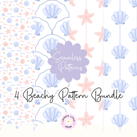 Classic Coastal Seashell Seamless Pattern Bundle | Digital Download