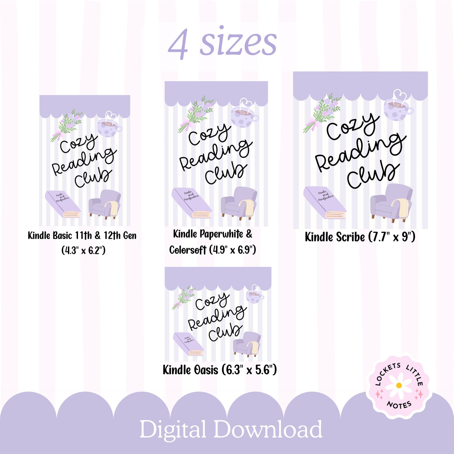 Kindle Case Insert PNG, Pastel Purple Cozy Bookish Printable  (Digital Download)