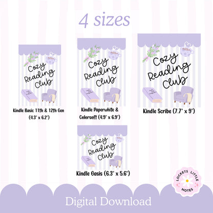 Kindle Case Insert PNG, Pastel Purple Cozy Bookish Printable  (Digital Download)