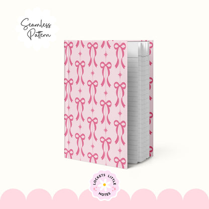 Pink Festive Bow & Star Pinstripe Seamless Pattern PNG | Digital Download