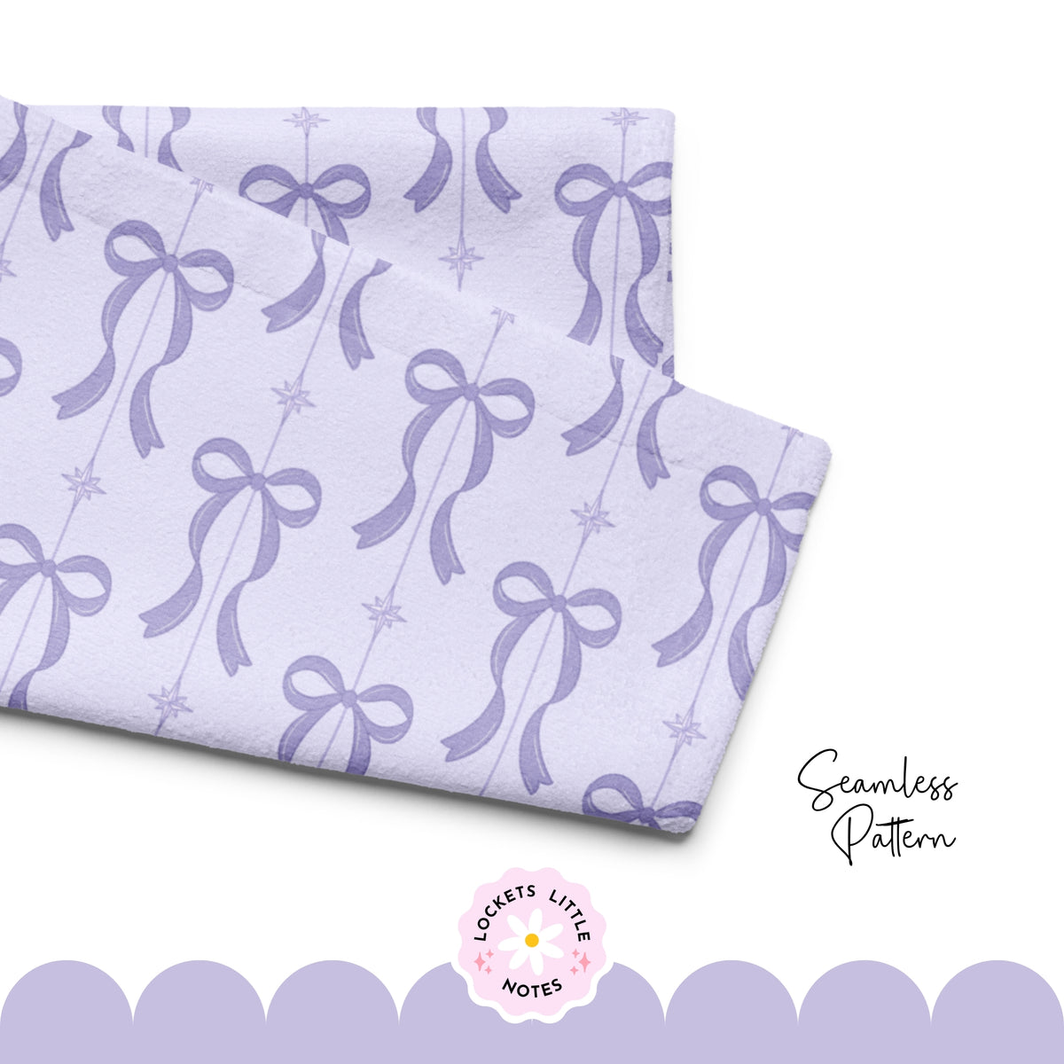 Purple Festive Bow & Star Pinstripe Seamless Pattern PNG | Digital Download
