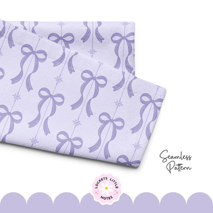 Purple Festive Bow & Star Pinstripe Seamless Pattern PNG | Digital Download
