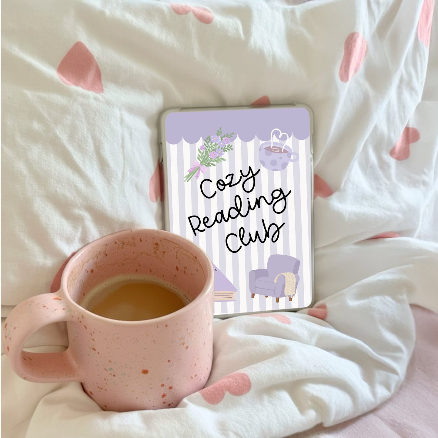 Kindle Case Insert PNG, Pastel Purple Cozy Bookish Printable  (Digital Download)